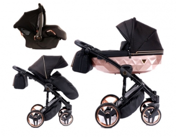 Junama kombinovaný kočárek s autosedačkou MIRRO SATIN 02 Black/Copper