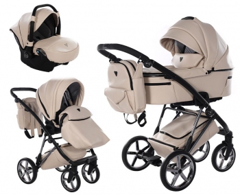 Junama kombinovaný kočárek s autosedačkou 3v1 AIR V2 PREMIUM 02 Metalic Beige