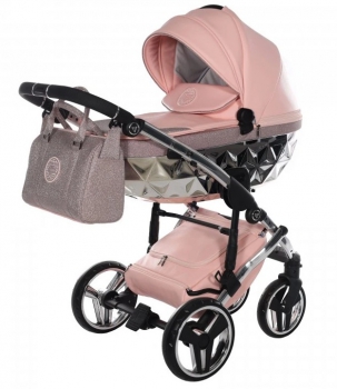 Junama kombinovaný kočárek HAND CRAFT GLITTER 01 Pink/Silver