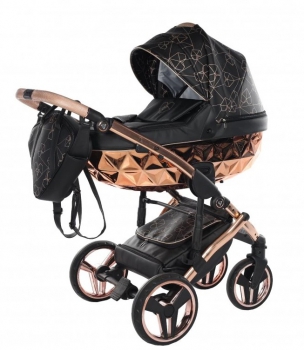 Junama kombinovaný kočárek HEARTS 02 Black/Copper