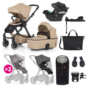 PETITEMARS PETITE&MARS SET Kočárek 4v1 ICON Mocha Beige XXL AIR + CBX By CYBEX Aton B2 i-Size