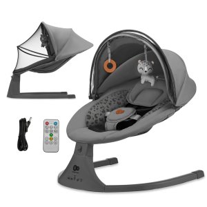 KINDERKRAFT KINDERKRAFT Lehátko houpací s melodií 2v1 Lumi, do 9 kg, Premium Dark grey