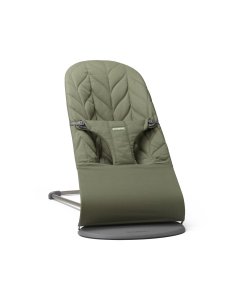 BABYBJORN Babybjorn lehátko BLISS  Dark green Woven Petal , tm.šedá konstrukce