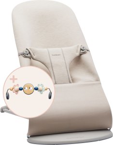 BABYBJORN Babybjorn lehátko Bliss Light Beige 3D Jersey s hračkou Googly Eyes Pastel