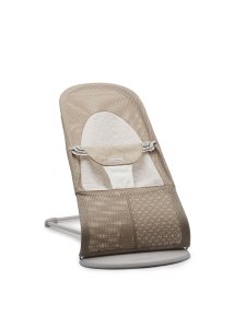 BABYBJORN Babybjorn lehátko Soft Grey Beige/White mesh, světle šedá konstrukce