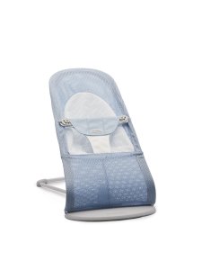 BABYBJORN Babybjorn lehátko Soft Sky Blue/White mesh, světle šedá konstrukce