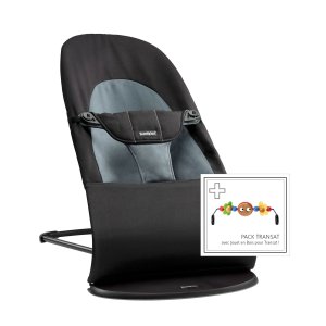 BABYBJORN Lehátko Babybjorn Balance Soft Black/Dark Grey cotton s hračkou očička Googly Eyes