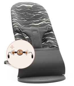  Lehátko Babybjorn Bouncer Bliss Anthracite Landscape print cotton s hračkou Googly Eyes Black/White