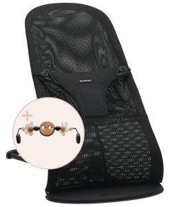  Lehátko BABYBJÖRN Bouncer Bliss Black mesh  s hračkou Googly Eyes Black/White