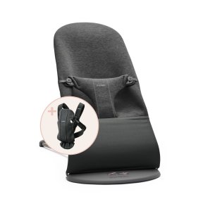  Lehátko BABYBJÖRN Bouncer Bliss Charcoal Grey, 3D Jersey s nosítkem Mini Charcoal Grey, 3D Jersey