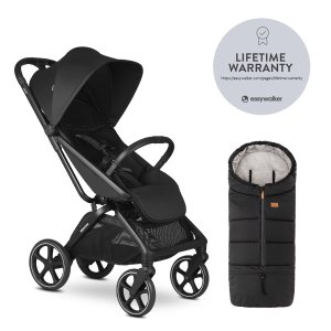 EASYWALKER EASYWALKER Kočárek sportovní Rockey L Pure Black + PETITE&MARS Fusak Jibot 3v1 Ink Black