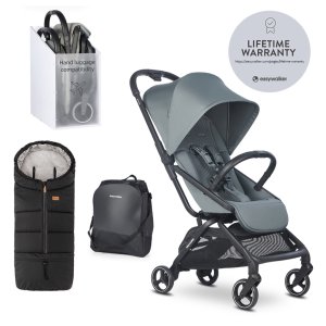 EASYWALKER EASYWALKER Kočárek sportovní Rockey S Smooth Grey + PETITE&MARS Fusak Jibot 3v1 Ink Black