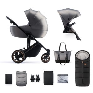 KINDERKRAFT KINDERKRAFT Kočárek kombinovaný 2v1 Prime 2 Grey + Fusak3v1 Jibot Ink Black