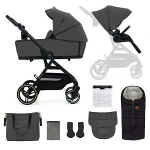 KINDERKRAFT SELECT KINDERKRAFT SELECT Kočárek kombinovaný Yoxi 2v1 Moonlight Grey + Fusak3v1 Jibot Horizontal Ink