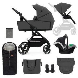 KINDERKRAFT SELECT KINDERKRAFT SELECT Kočárek kombinovaný Yoxi 3v1 Moonlight Grey + Fusak3v1 Jibot Horizontal Ink