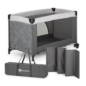 PETITE&MARS Postýlka cestovní Nyja Urban Jungle Charcoal