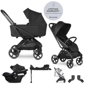 EASYWALKER EASYWALKER SET Kočárek kombinovaný 4v1 Rockey L Pure Black + CYBEX Aton B2 i-Size + základna