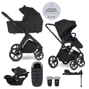 EASYWALKER EASYWALKER Set kočárek 4v1 Zoey Go Pure Black XL + CBX Aton B2 i-Size + CYBEX Base One
