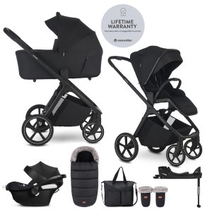 EASYWALKER EASYWALKER Set kočárek 4v1 Zoey Go Pure Black XXL Limited + CBX Aton B2 i-Size + Cybex Base One