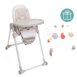 CHICCO CHICCO Židlička jídelní Polly Armonia - Mother Pearl + Hrazdička Rainbow