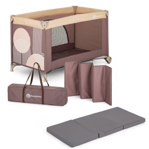 PETITE&MARS Postýlka cestovní Nyja s matrací Foldie, Elegant Dreamlines Mocha